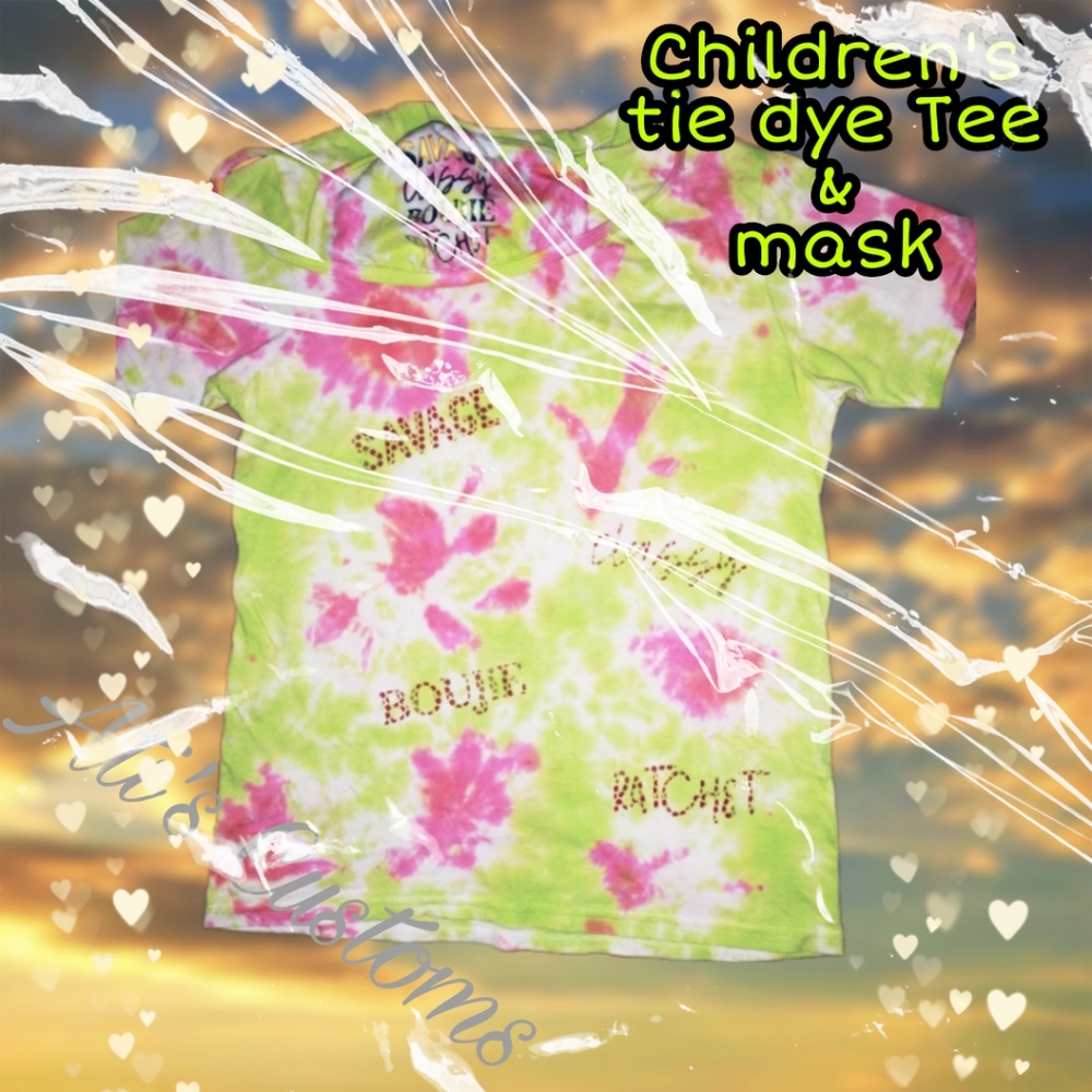 Child 8/10 Tie dye Tee w/ matching mask